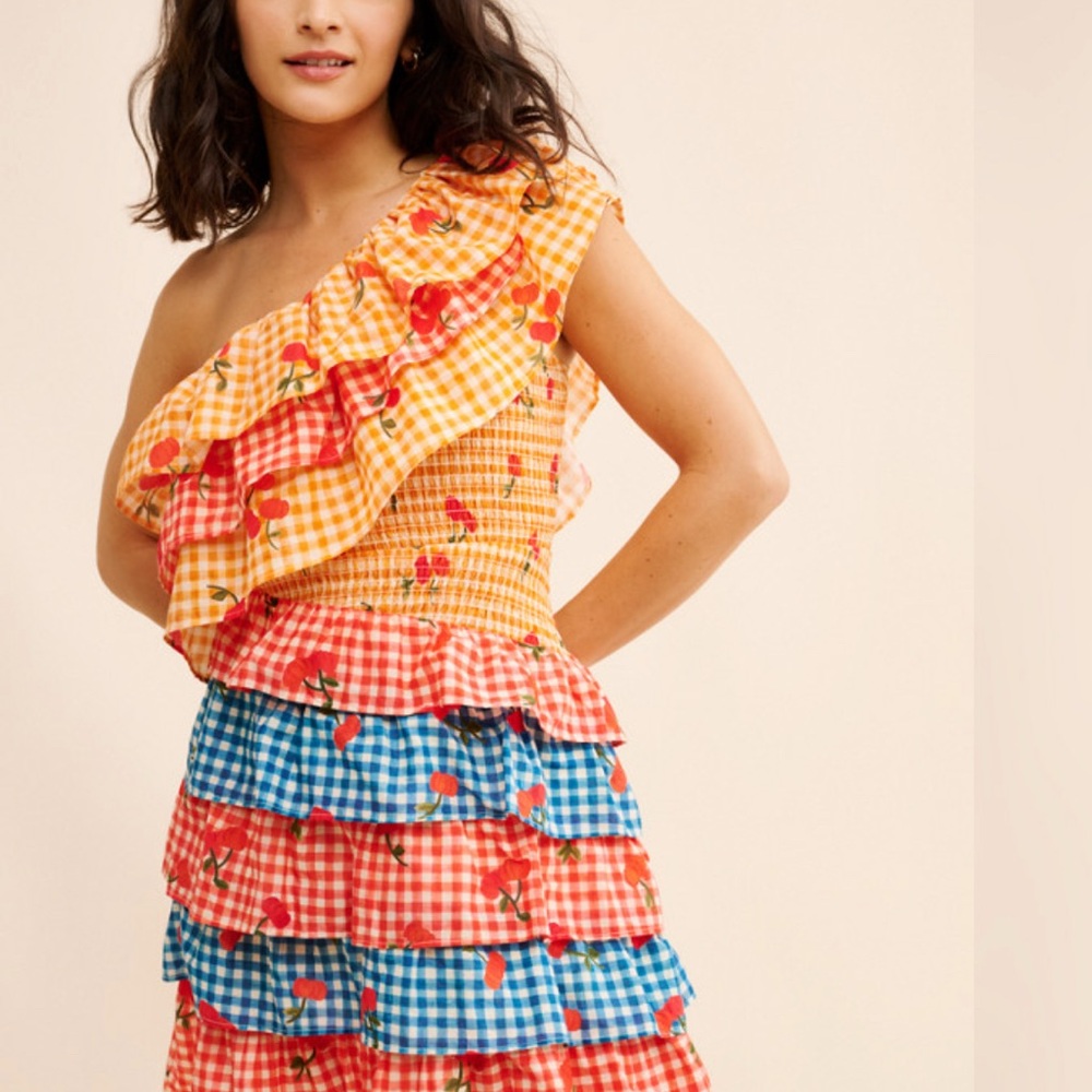 Farm Rio for Anthropology - Adorable Ruffled One-Shoulder Dress